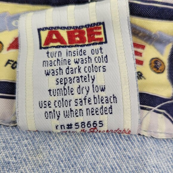 Vintage Denim Vest Womens L Blue Faded Button up w pockets by ABE Jeans - Picture 5 of 14